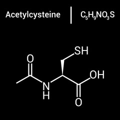 
chemical structure of Acetylcysteine (C5H9NO3S)
