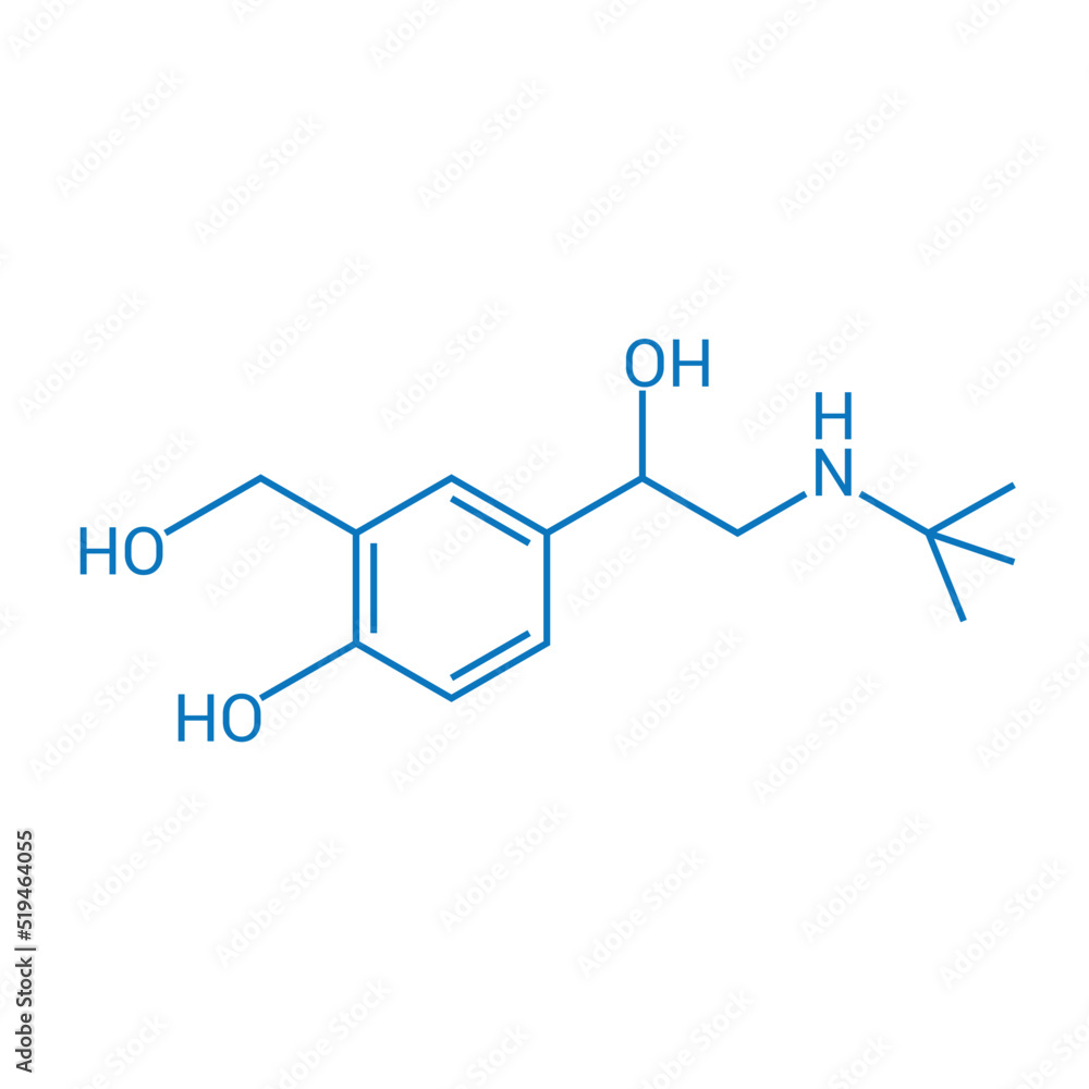 Sticker chemical structure of salbutamol (c13h21no3)