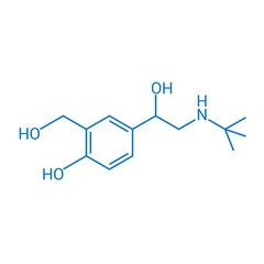 chemical structure of Salbutamol (C13H21NO3)