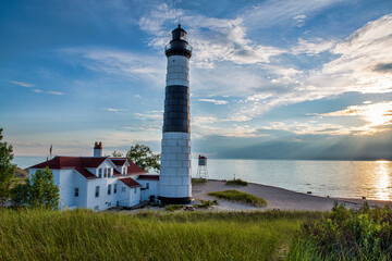 lighthouse on the coast of Lake Michigan. Big Sable Lighthouse