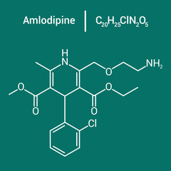 chemical structure of Amlodipine (C20H25ClN2O5)