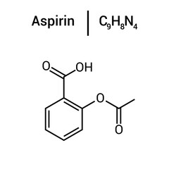 chemical structure of Aspirin (C9H8O4)