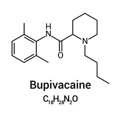 chemical structure of Bupivacaine (C18H28N2O)