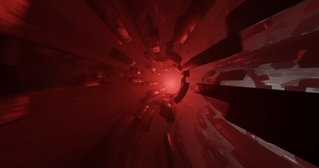 abstract design using cube shape elements with a bright red glowing light which has a cinematic effect, 3D rendering, and 4K size
