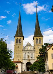 Fototapeta na wymiar Catholic Court Church of St. Leodegar in Lucerne - travel photography
