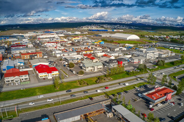 Aerial View of the Industrial Reykjavik Suburb of Hafnarfjordur, Iceland