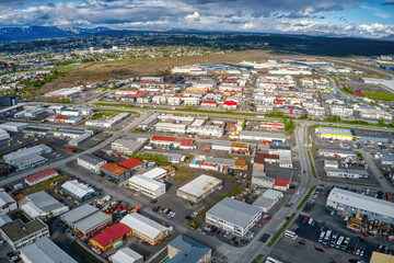 Aerial View of the Industrial Reykjavik Suburb of Hafnarfjordur, Iceland
