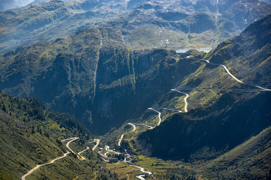 Amazing bending road of Furka Pass in Realp Switzerland - travel photography
