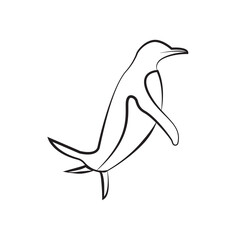 illustration bird penguin line art logo concept.