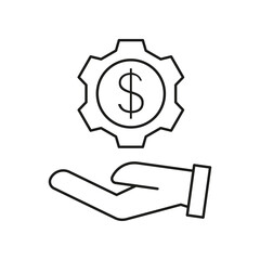 Hand, dollar, business service concept line icon. Simple element illustration. Hand, dollar, business service concept outline symbol design from business set on white background