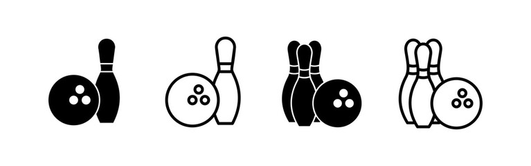 Bowling icon vector. bowling ball and pin sign and symbol.