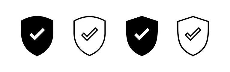 Shield check mark icon vector. Protection approve sign. Insurance icon