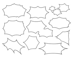 シンプルな手書きの吹き出し セット　 主線あり　叫び　怒鳴る　怒る　悲鳴