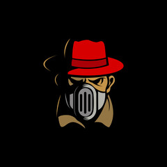 Masked hunter logo, suitable for identity logos, teams, communities or t-shirt images.