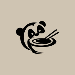 Panda noodle logo, suitable for noodle shop, restaurant, brand or business logo.