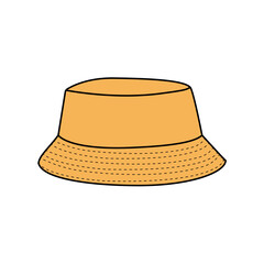 simple graphic orange bucket hat isolated on white background