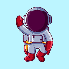 Cute Astronaut with Jetpack Cartoon Vector Illustration. Cartoon Style Icon or Mascot Character Vector.
