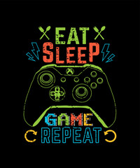 Eat Sleep Game Repeat gaming t-shirt design © Nusrat