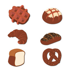 3d bread set cartoon vector illustration design