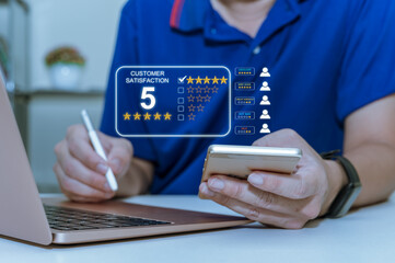 User gives rating to review satisfaction feedback survey Concept,Customer can evaluate quality of...