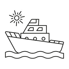 Yacht, sun, waves concept line icon. Simple element illustration. Yacht, sun, waves concept outline symbol design from summer set. Can be used for web and mobile on white background