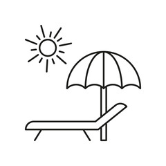Lounger, palm, sun concept line icon. Simple element illustration. Lounger, palm, sun concept outline symbol design from summer set. Can be used for web and mobile on white background