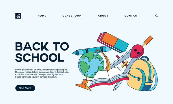 Back to school banner template landing page
