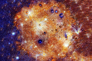 The surface of the planet Mercury. Elements of this image furnished by NASA