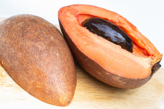 Mamey Sapota, sweet and delicious. The mamey fruit is native to South and Central America but also grows in Florida.