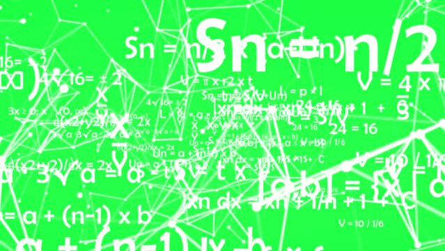 Mathematics formulas flying towards camera