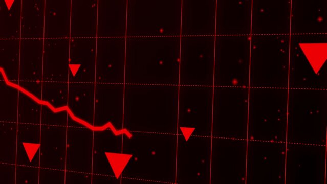 Declining finance chart in the virtual screen