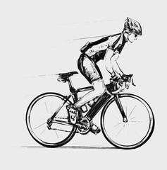 Obraz premium Drawing of the bicycle racing hand draw