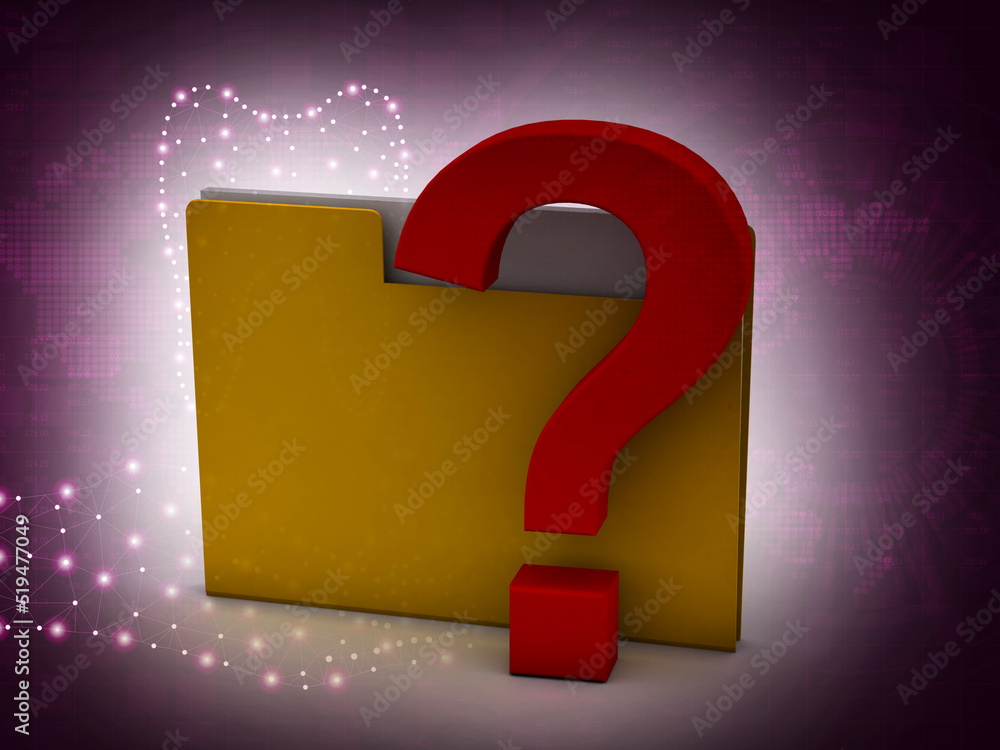 Aufkleber 3d rendering file folder with question symbol with digital background