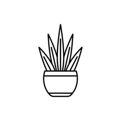Plant line art icon design template vector illustration