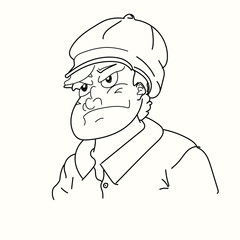 Simple potrait vector. Man staring to something with his expression. Vector art. 