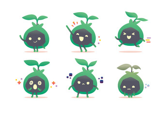 set of plant element character mascot funny and cute	
