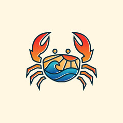Fototapeta premium Modern crab and beach logo illustration design