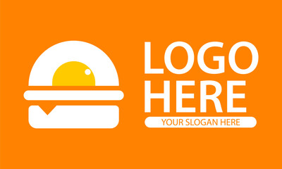 White Egg Hamburger Orange background Logo Design