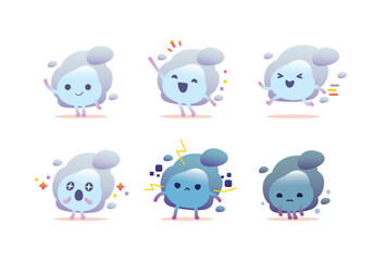 set of wind cloud element character mascot funny and cute	
