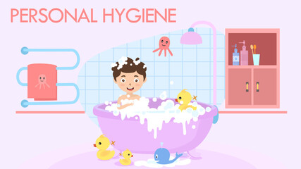 personal hygiene, health, clean, children in the bathtub