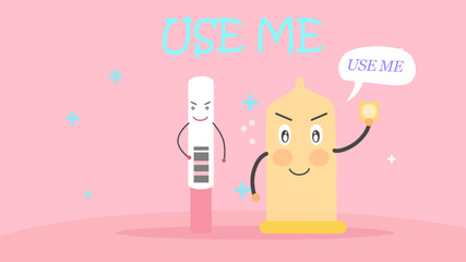 use me, condom, pregnancy test, using protections such as condoms