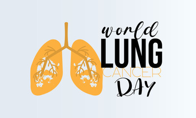 World lung cancer day. Black script calligraphy vector design for banner, poster, card and background. Health awareness vector template.