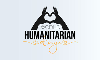 World humanitarian day. Black script calligraphy vector design for banner, poster, card and background.