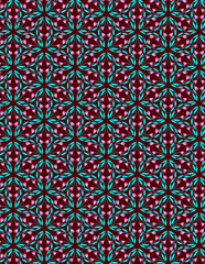 Cute modest pink tulips fabric print on a dark burgundy background