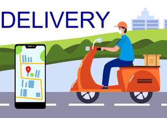 delivery, shipping service, motorcycle, delivery guy with a bike