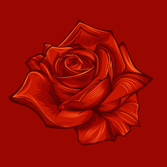 Red rose flower illustration vector design, flaming and very cool