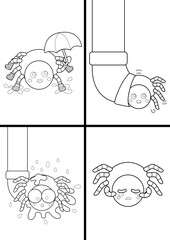 Itsy Bitsy Spider Theme Coloring Pages A4 for Kids and Adult