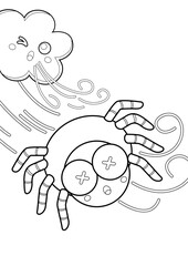Itsy Bitsy Spider Theme Coloring Pages A4 for Kids and Adult