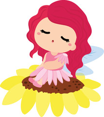 Garden Fairies Illustration Vector Clipart