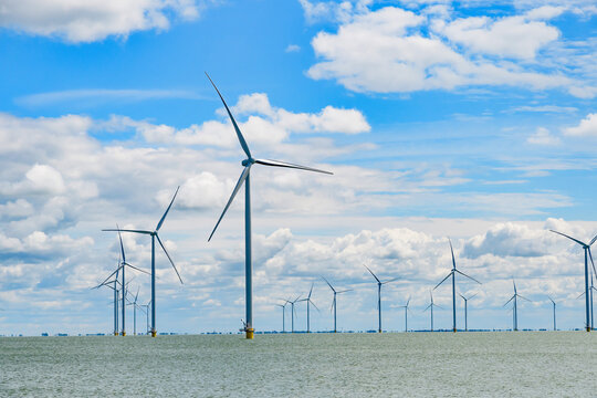 offshore wind power plants in the ijsselmeer, netherlands